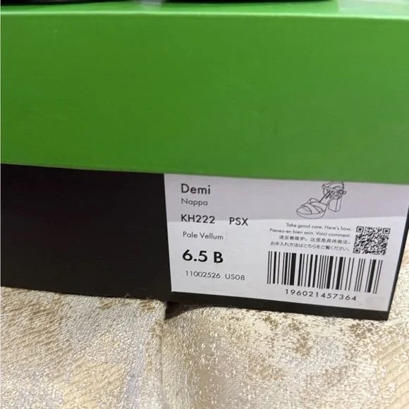 201. Kate Spade Demi Napa Pale Vellum Platform Sandals - Picture 5 of 5